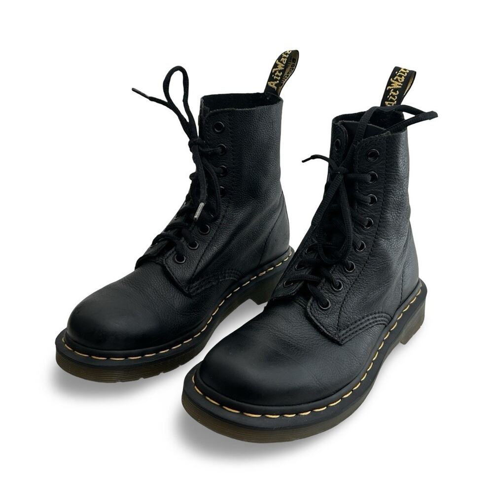 Dr Martens Pascal Black Leather Boots Womens Size 7 Combat 8-Eye